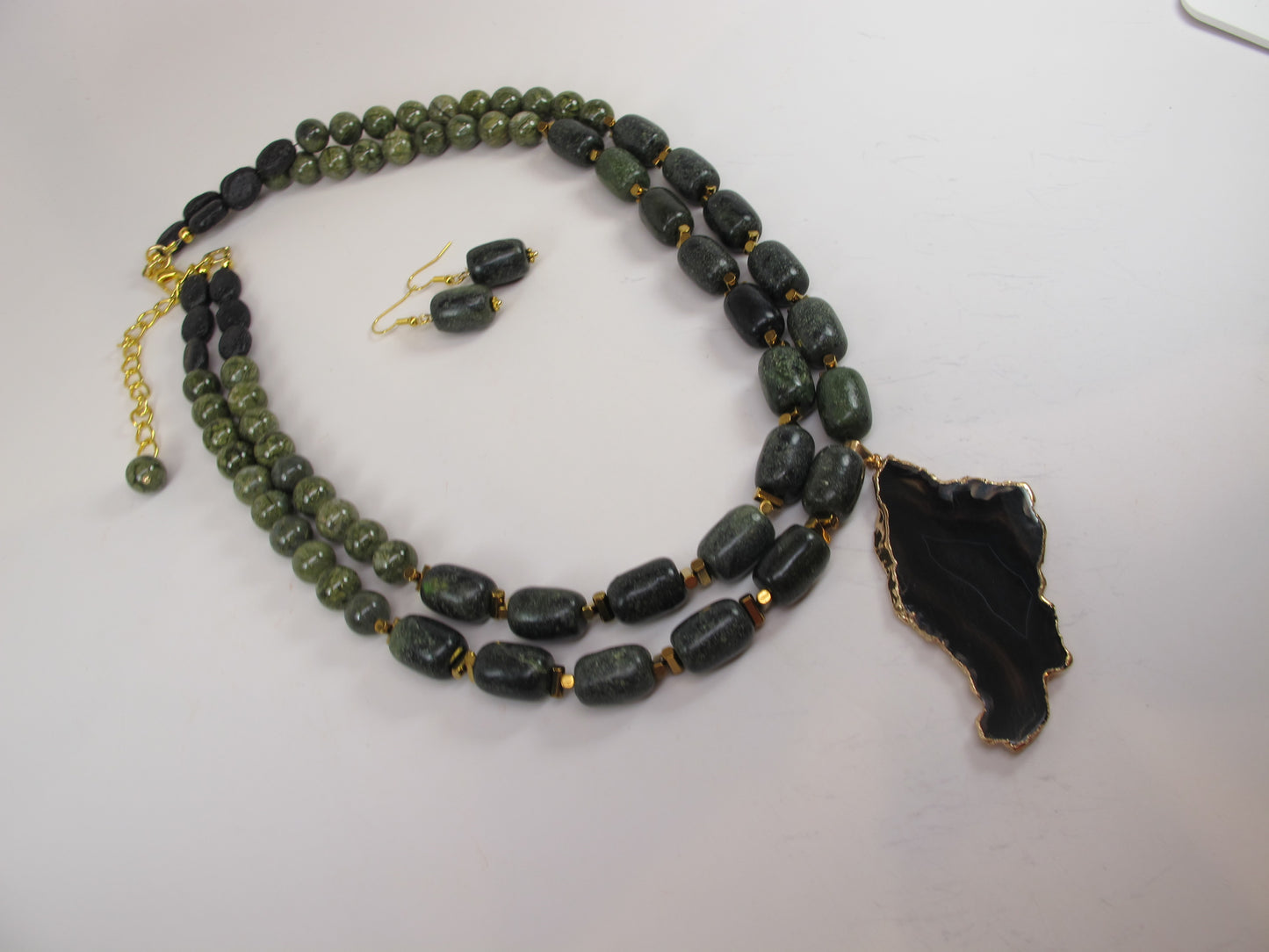 Chunky Green Agate Necklace, Green Necklace, Green Beaded Necklace, Multi Strand Green Statement Necklace, Turquoise Jewelry Necklace