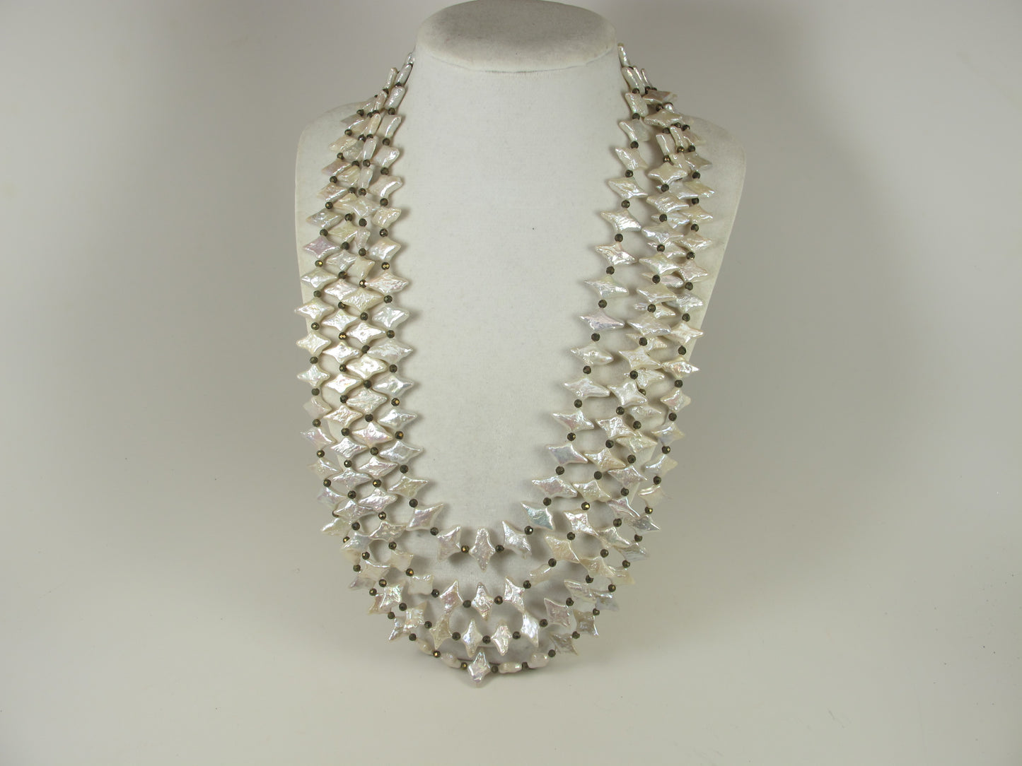 Super chunky white baroque pearl necklace, statement white pearl necklace, chunky black and white pearl jewelry, white and black necklace