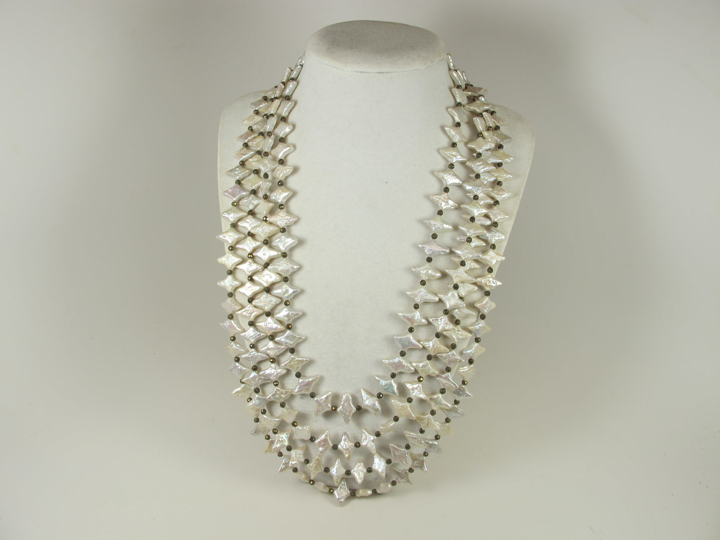 Super chunky white baroque pearl necklace, statement white pearl necklace, chunky black and white pearl jewelry, white and black necklace