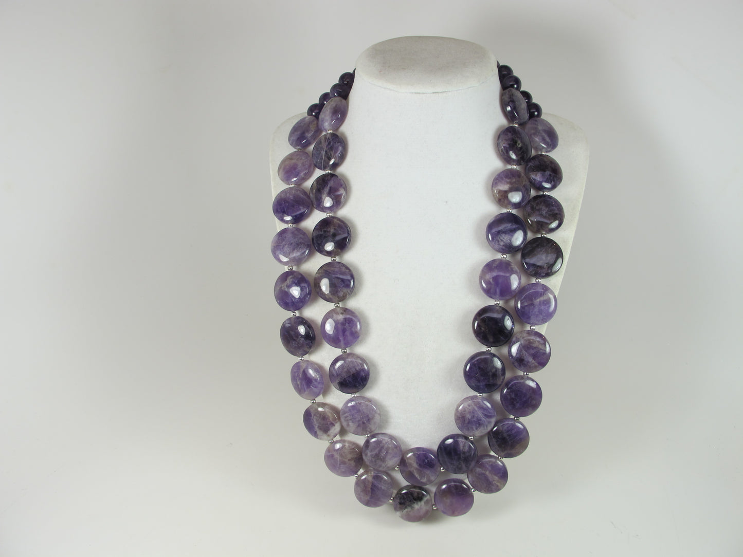Chunky amethyst statement necklace,multi strand statement purple necklace, beaded necklace, big violet beads, amethyst statement jewelry