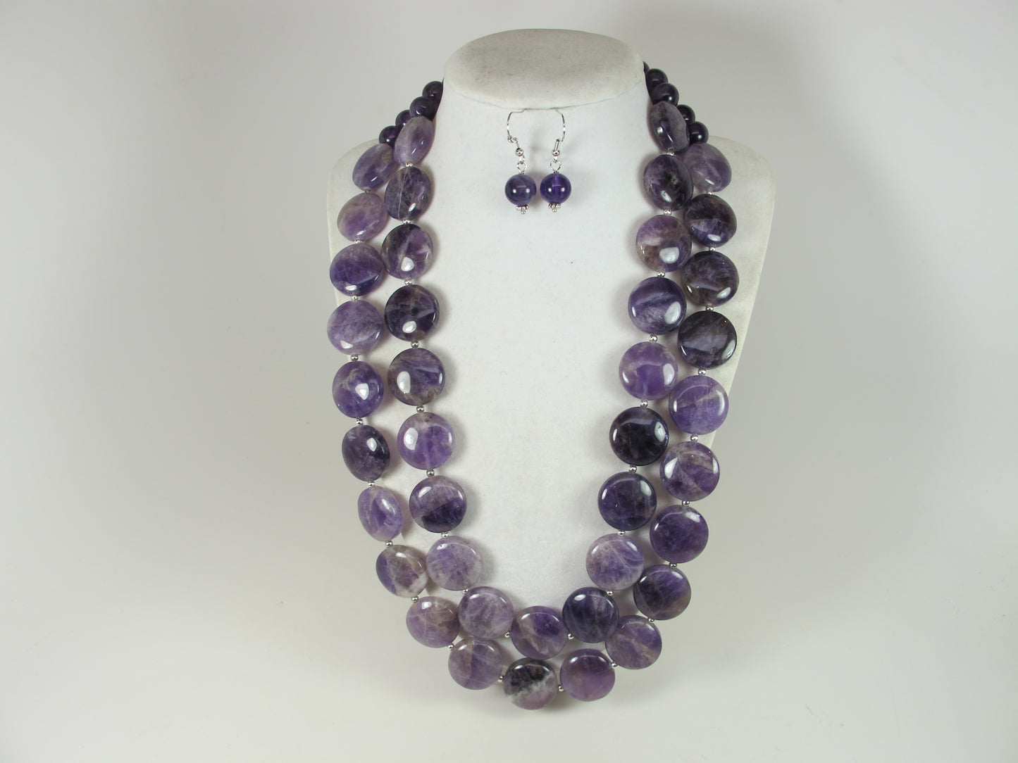 Chunky amethyst statement necklace,multi strand statement purple necklace, beaded necklace, big violet beads, amethyst statement jewelry
