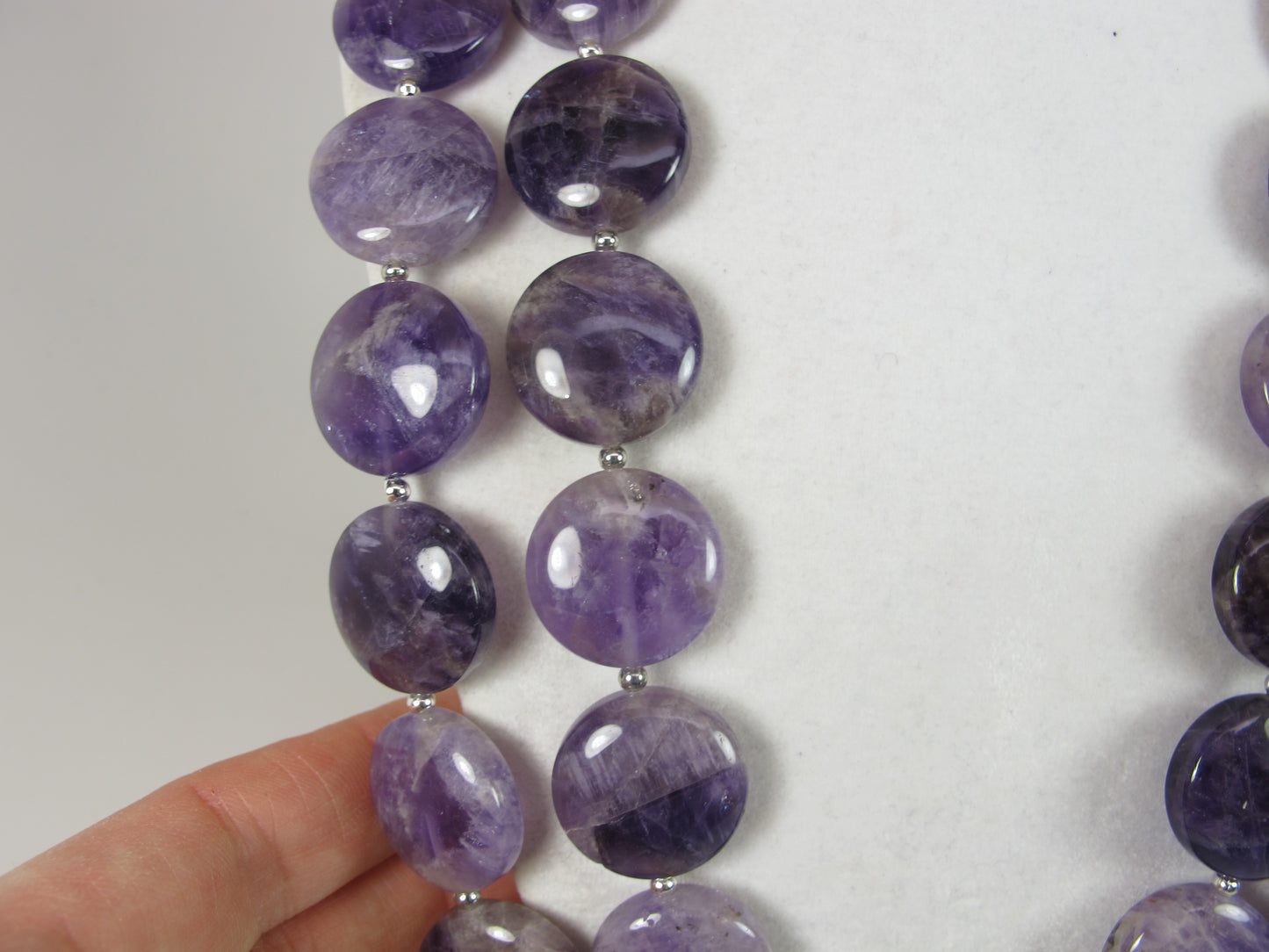 Chunky amethyst statement necklace,multi strand statement purple necklace, beaded necklace, big violet beads, amethyst statement jewelry