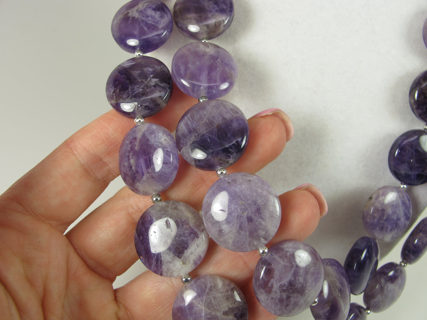 Chunky amethyst statement necklace,multi strand statement purple necklace, beaded necklace, big violet beads, amethyst statement jewelry