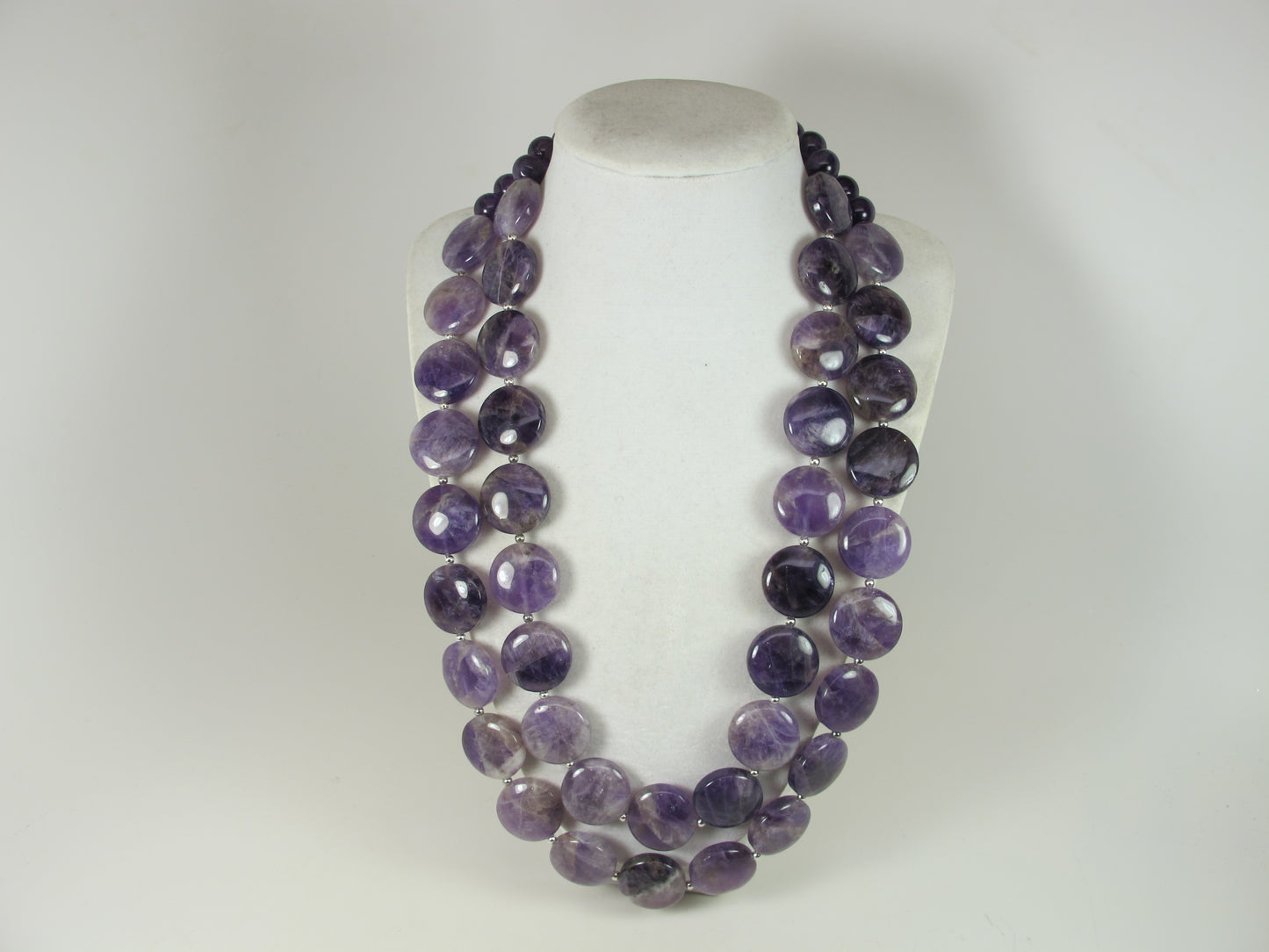 Chunky amethyst statement necklace,multi strand statement purple necklace, beaded necklace, big violet beads, amethyst statement jewelry