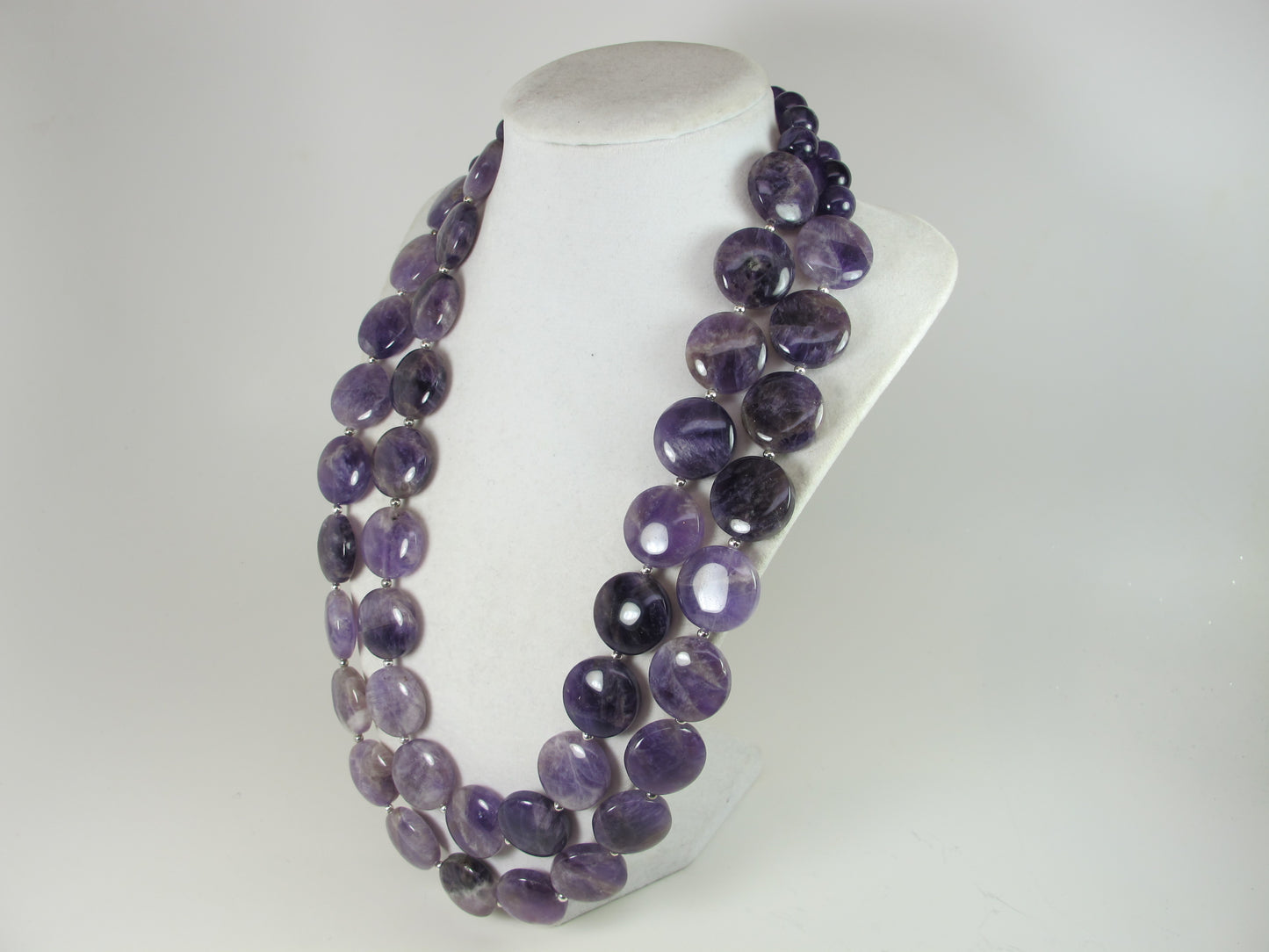 Chunky amethyst statement necklace,multi strand statement purple necklace, beaded necklace, big violet beads, amethyst statement jewelry