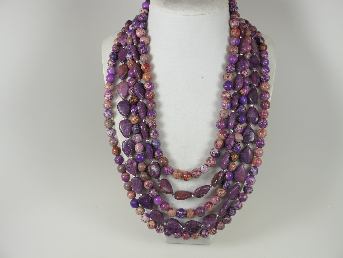 Chunky amethyst jasper statement necklace, multi strand statement purple necklace, beaded necklace, big violet beads, amethyst statement jewelry, BEST SELLER Spring 2024 Fashion
