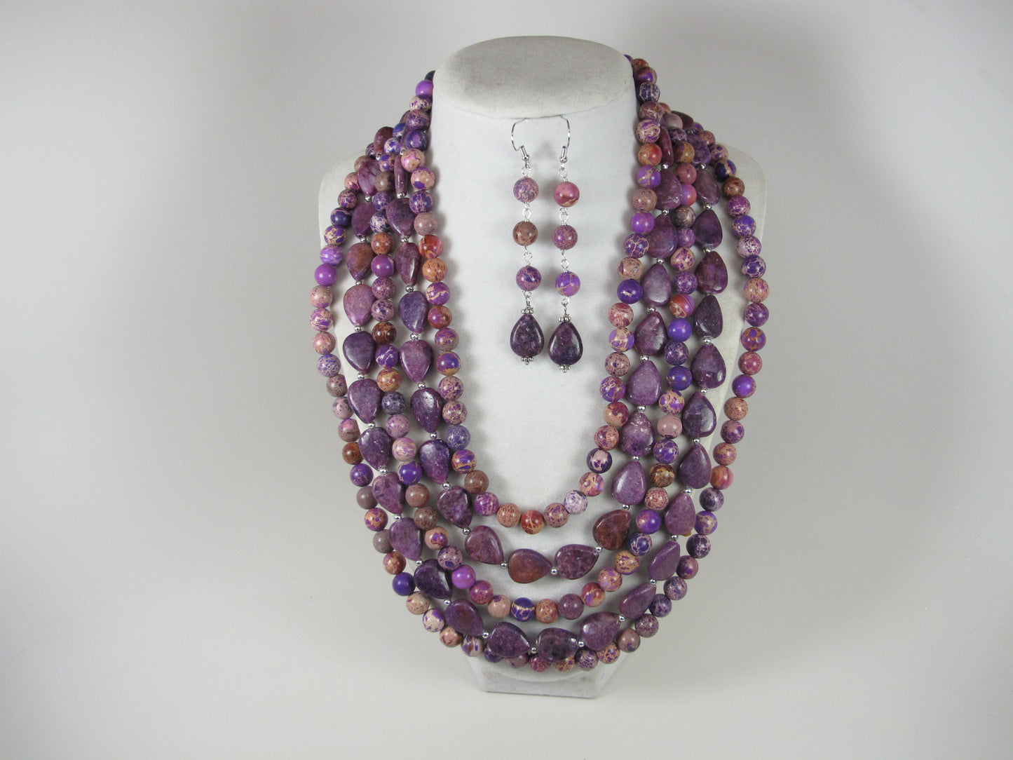 Chunky amethyst jasper statement necklace, multi strand statement purple necklace, beaded necklace, big violet beads, amethyst statement jewelry, BEST SELLER Spring 2024 Fashion