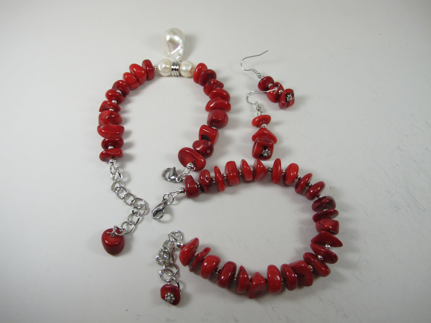 Chunky red coral bracelets, red coral statement bracelets, statement red and gold bracelet, Coral red necklace - Coral Jewelry