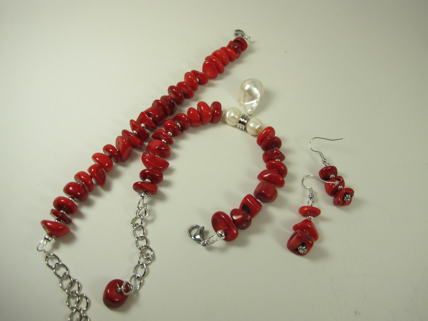 Chunky red coral bracelets, red coral statement bracelets, statement red and gold bracelet, Coral red necklace - Coral Jewelry