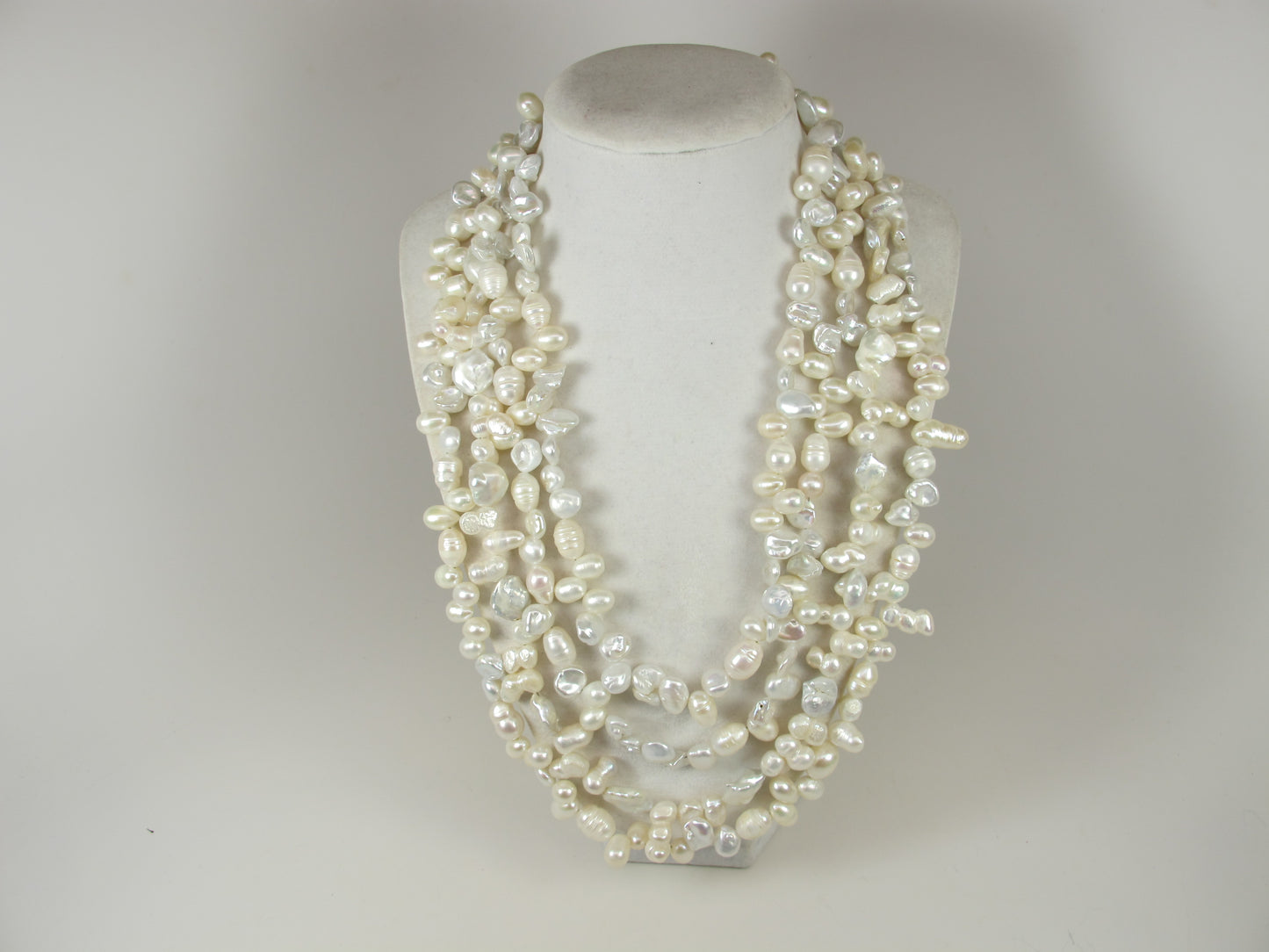 Super chunky 4 STRANDS of natural pearls, Genuine white baroque pearl necklace, statement white pearl necklace, chunky white baroque pearl jewelry