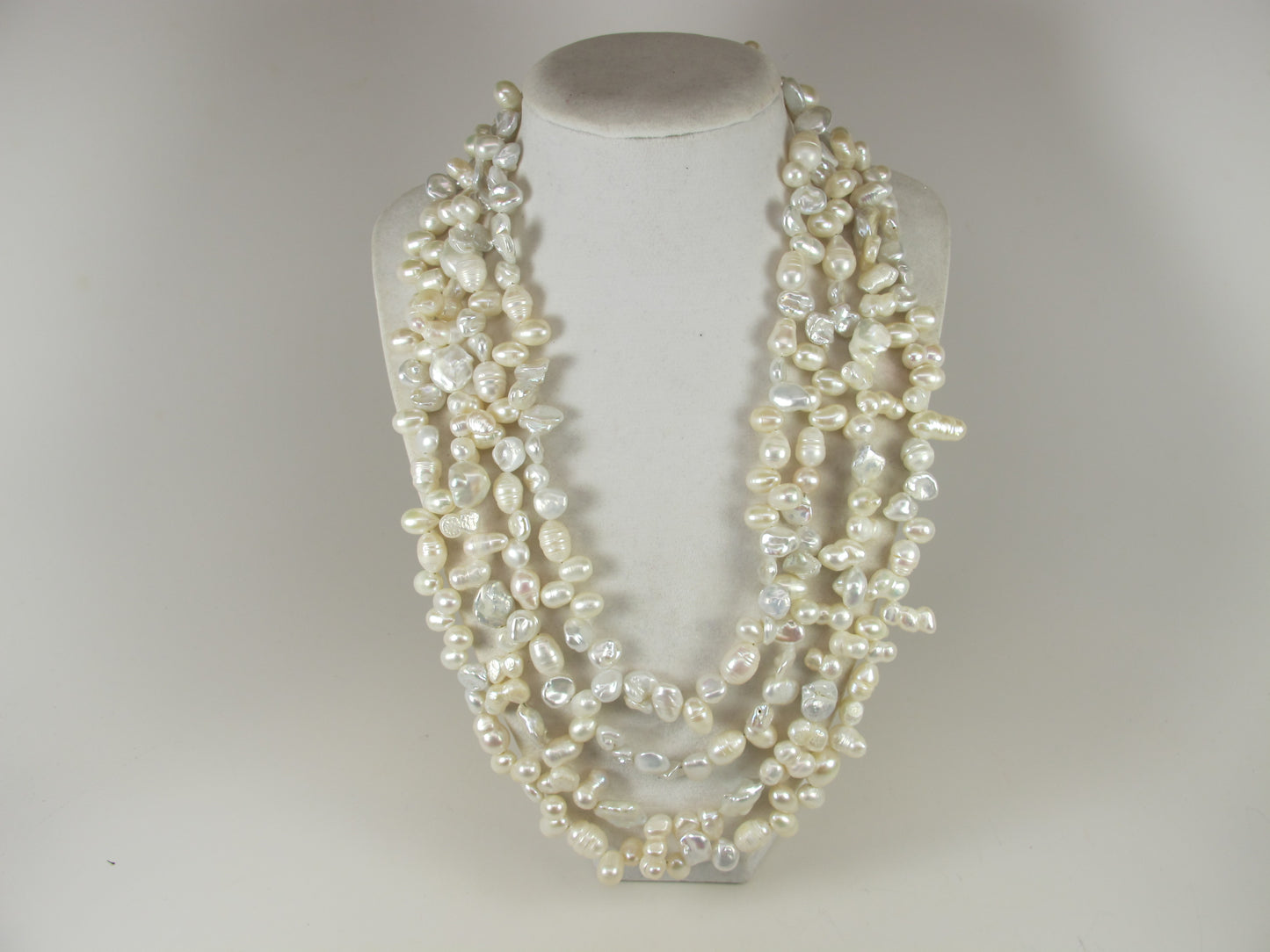Super chunky 4 STRANDS of natural pearls, Genuine white baroque pearl necklace, statement white pearl necklace, chunky white baroque pearl jewelry