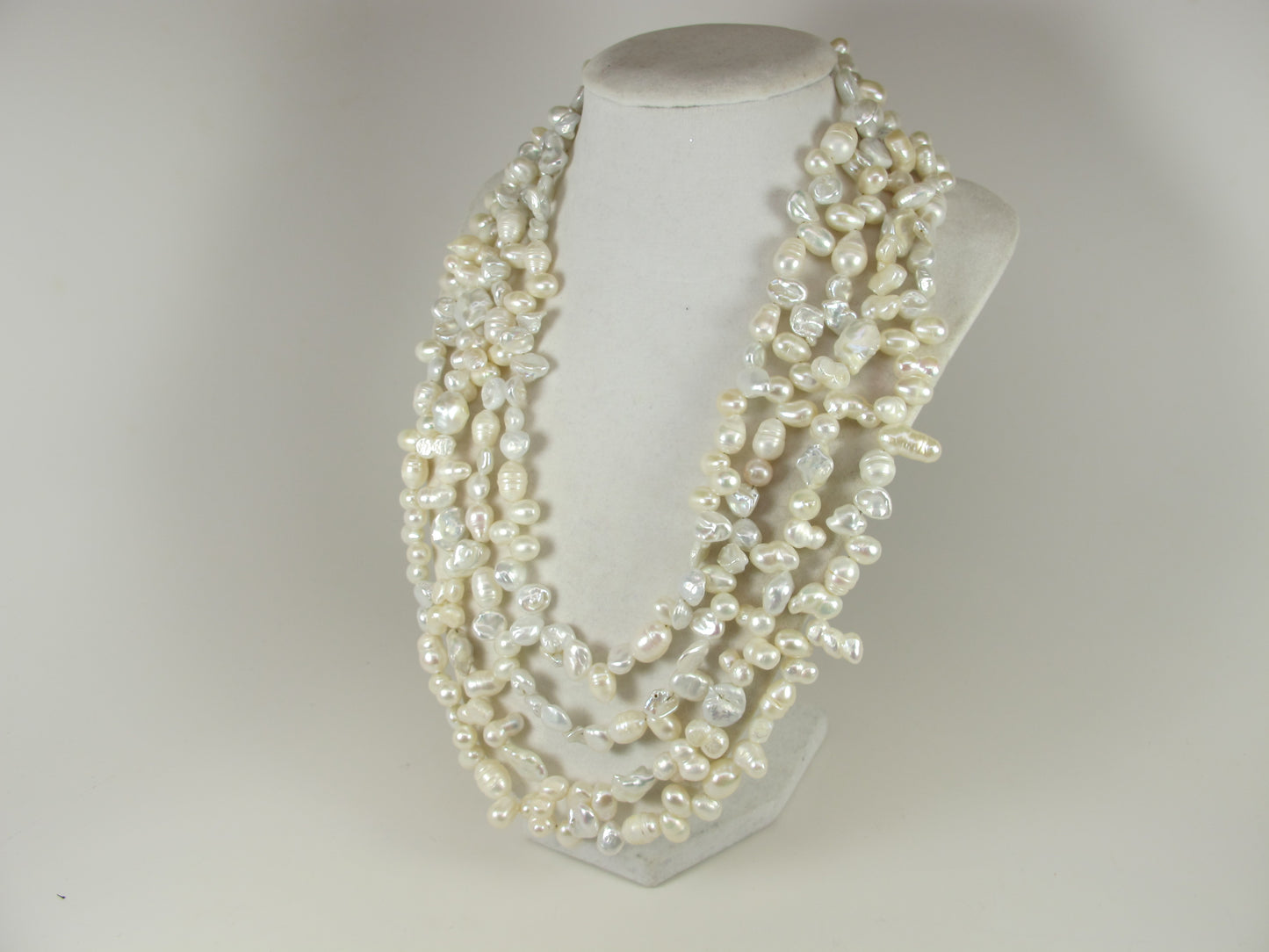 Super chunky 4 STRANDS of natural pearls, Genuine white baroque pearl necklace, statement white pearl necklace, chunky white baroque pearl jewelry