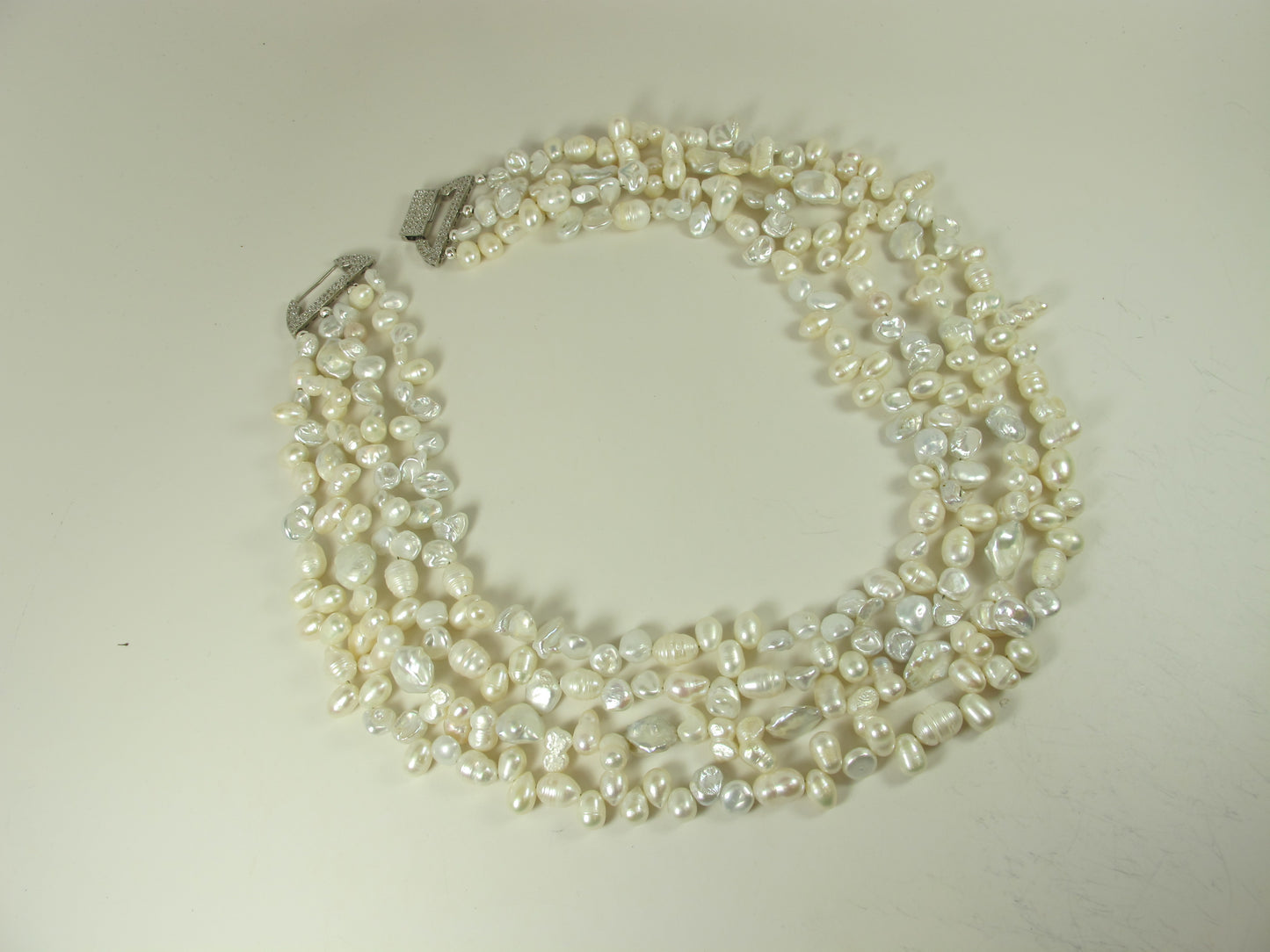 Super chunky 4 STRANDS of natural pearls, Genuine white baroque pearl necklace, statement white pearl necklace, chunky white baroque pearl jewelry