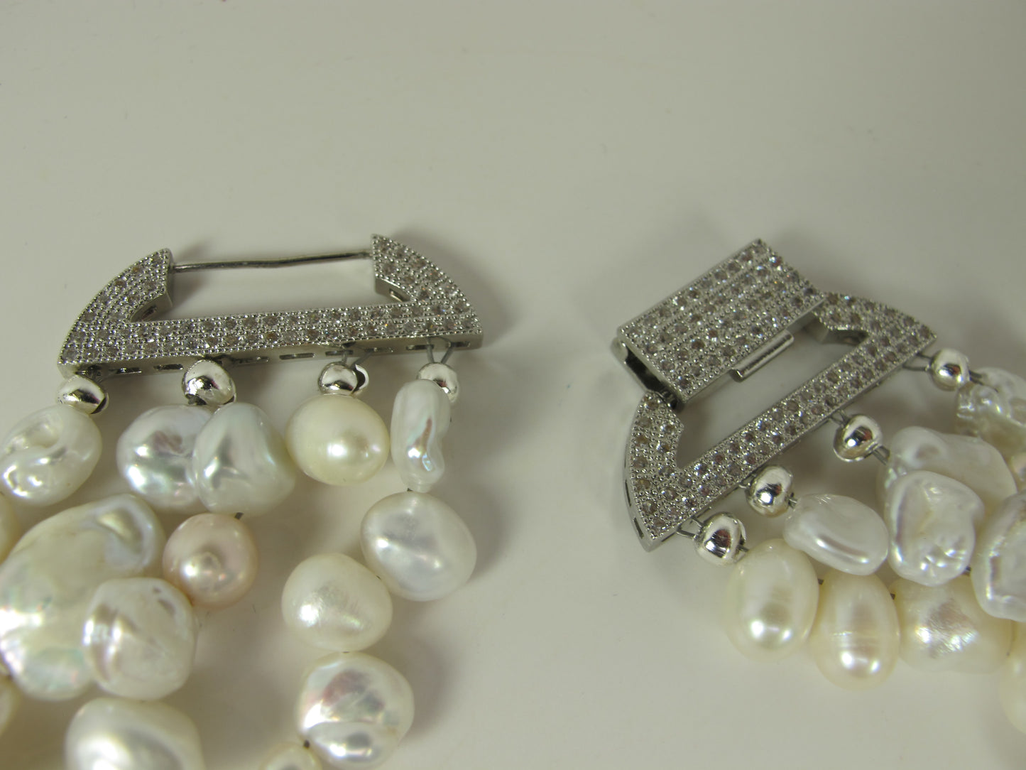Super chunky 4 STRANDS of natural pearls, Genuine white baroque pearl necklace, statement white pearl necklace, chunky white baroque pearl jewelry