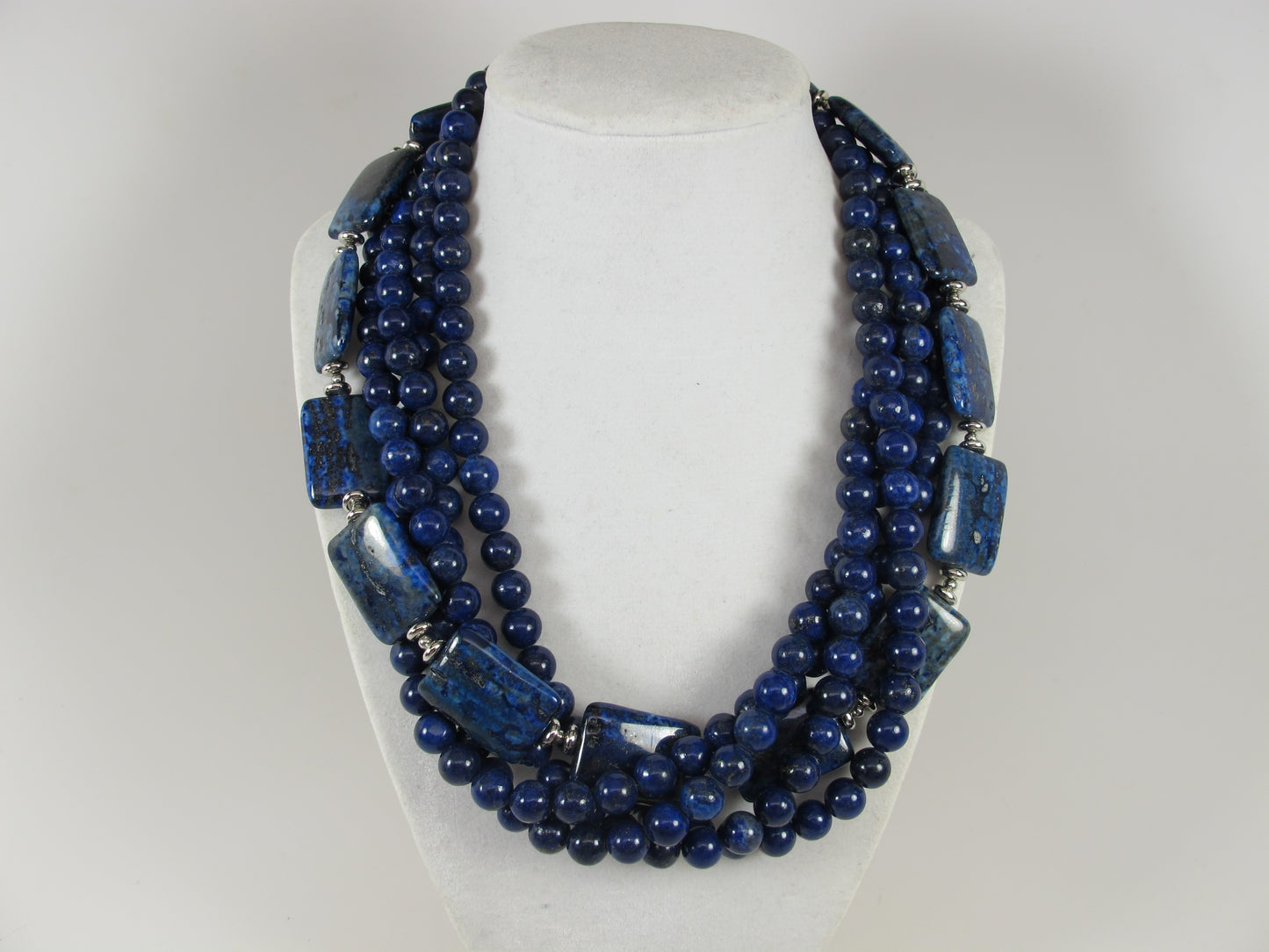 Natural blue lapis lazuli necklace, genuine blue gemstone necklace, chunky blue natural lapis lazuli gemstone necklace, royal blue