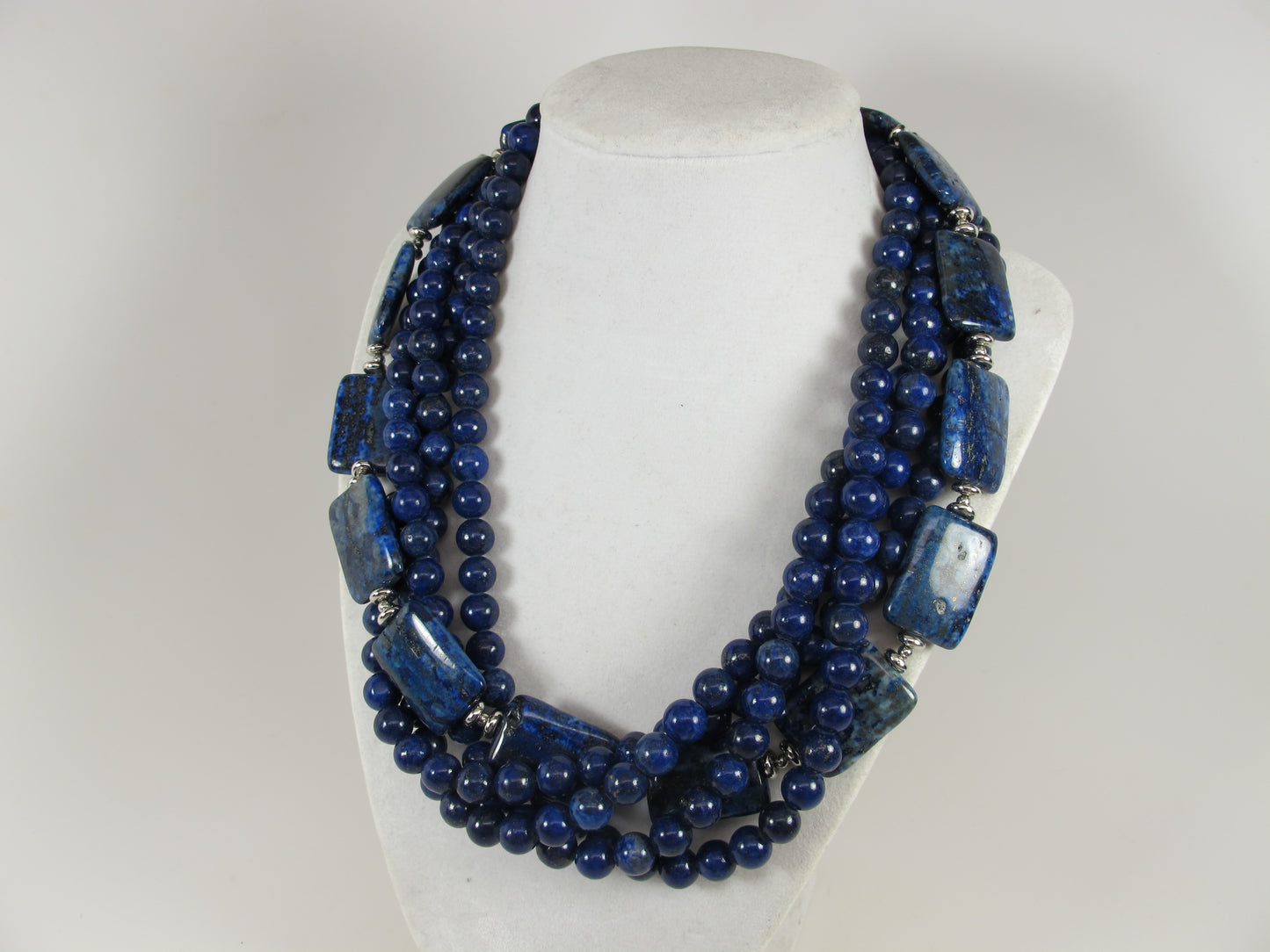 Natural blue lapis lazuli necklace, genuine blue gemstone necklace, chunky blue natural lapis lazuli gemstone necklace, royal blue