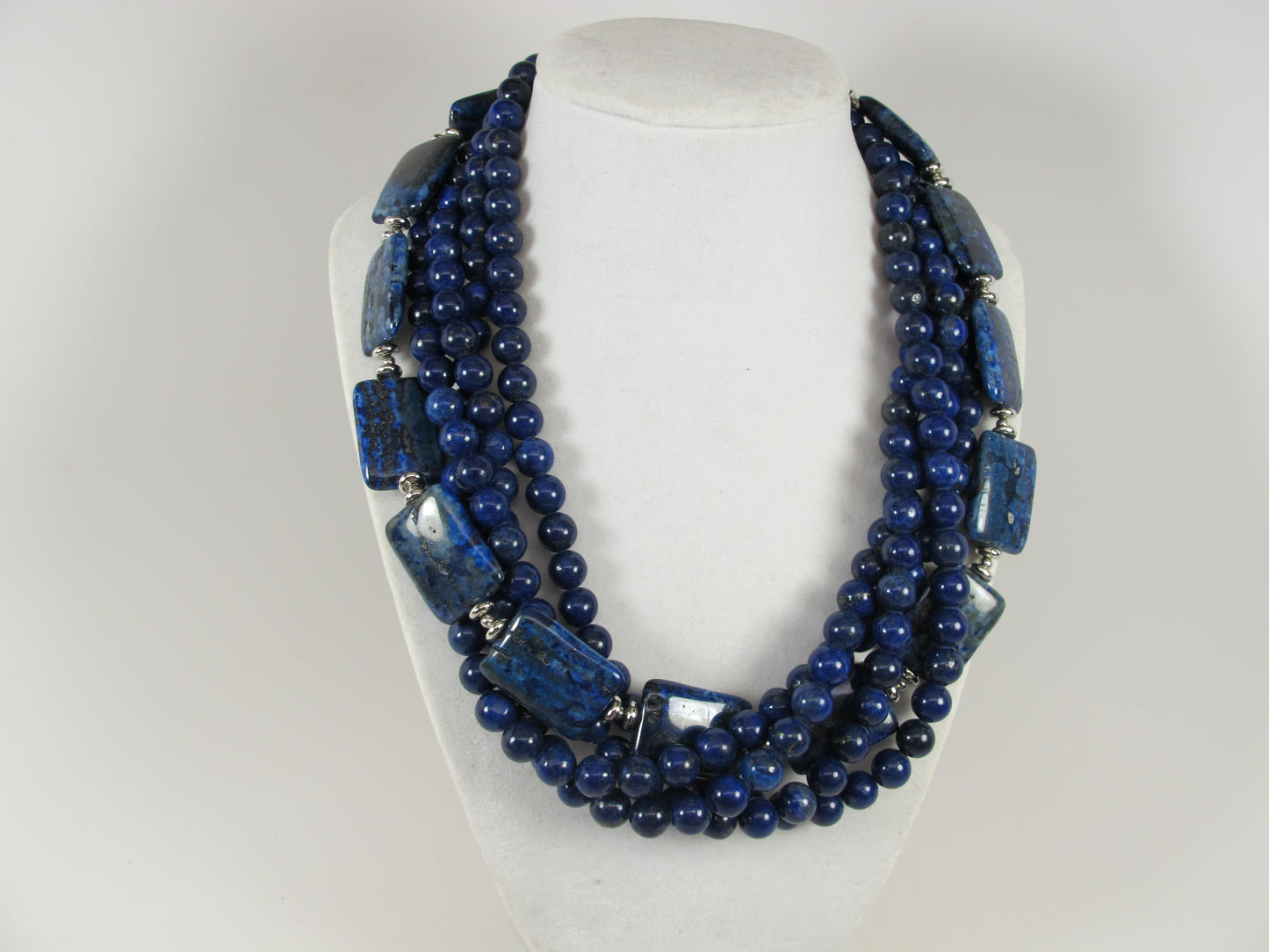Natural blue lapis lazuli necklace, genuine blue gemstone necklace, chunky blue natural lapis lazuli gemstone necklace, royal blue
