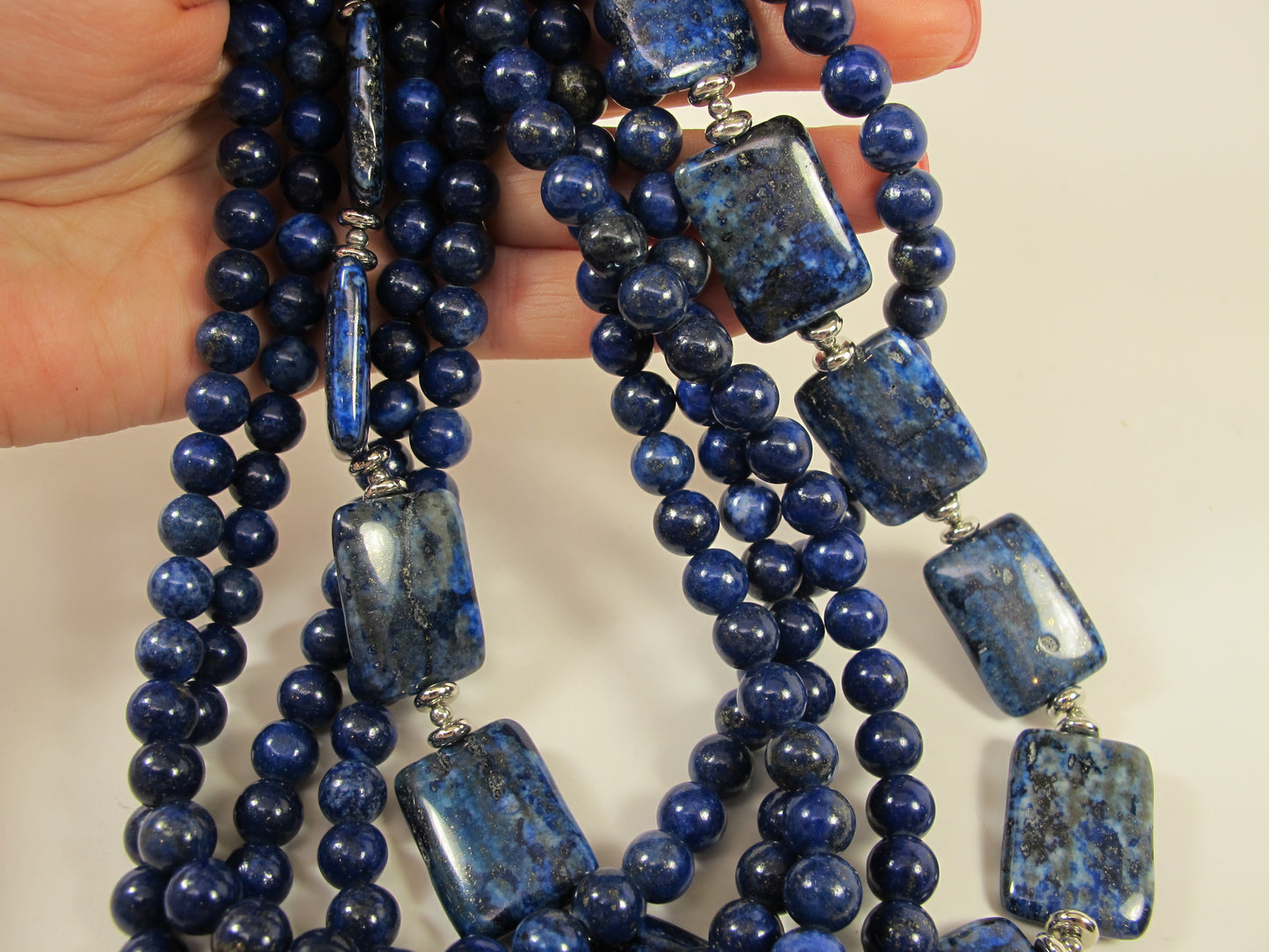 Natural blue lapis lazuli necklace, genuine blue gemstone necklace, chunky blue natural lapis lazuli gemstone necklace, royal blue