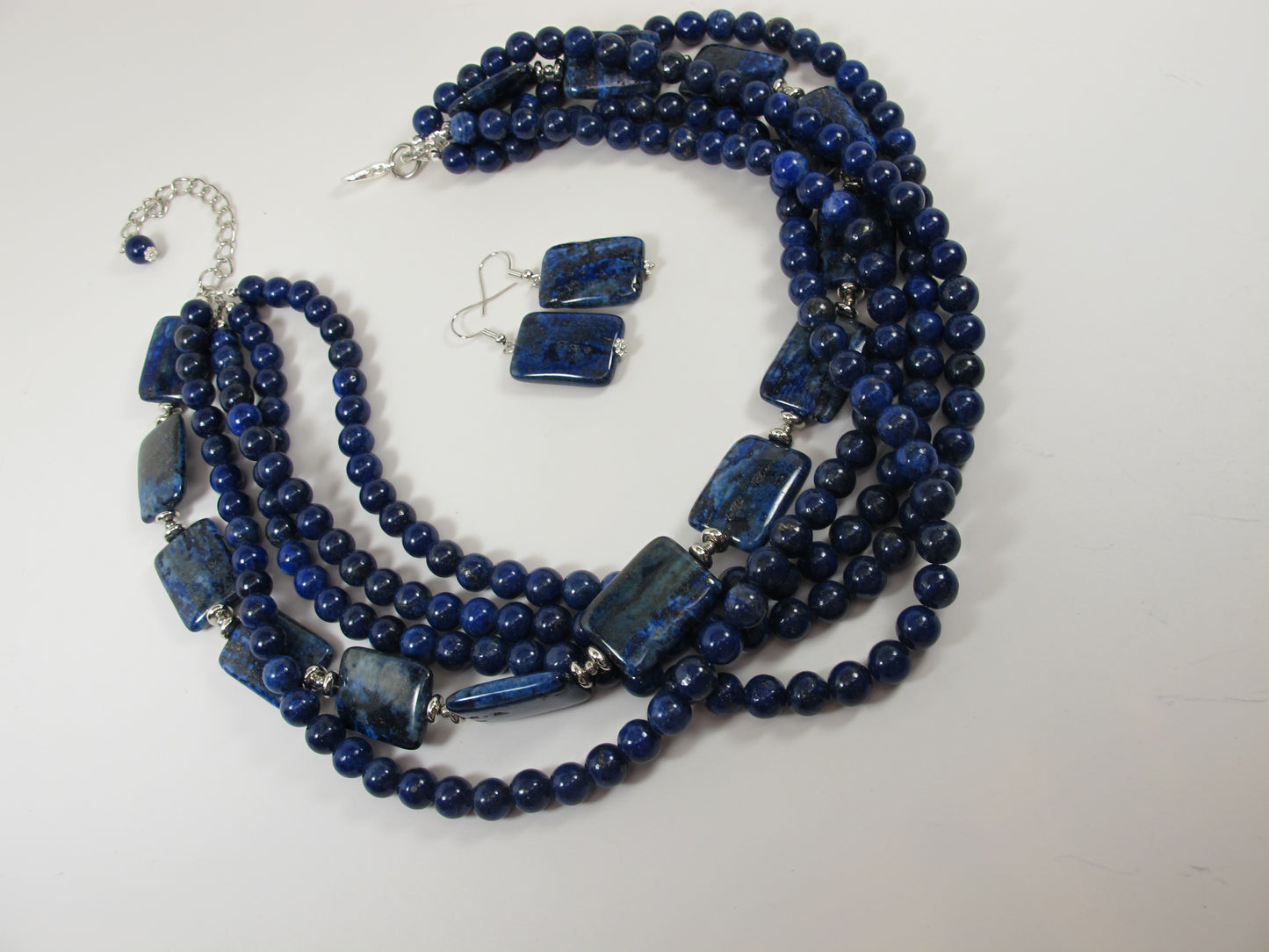 Natural blue lapis lazuli necklace, genuine blue gemstone necklace, chunky blue natural lapis lazuli gemstone necklace, royal blue