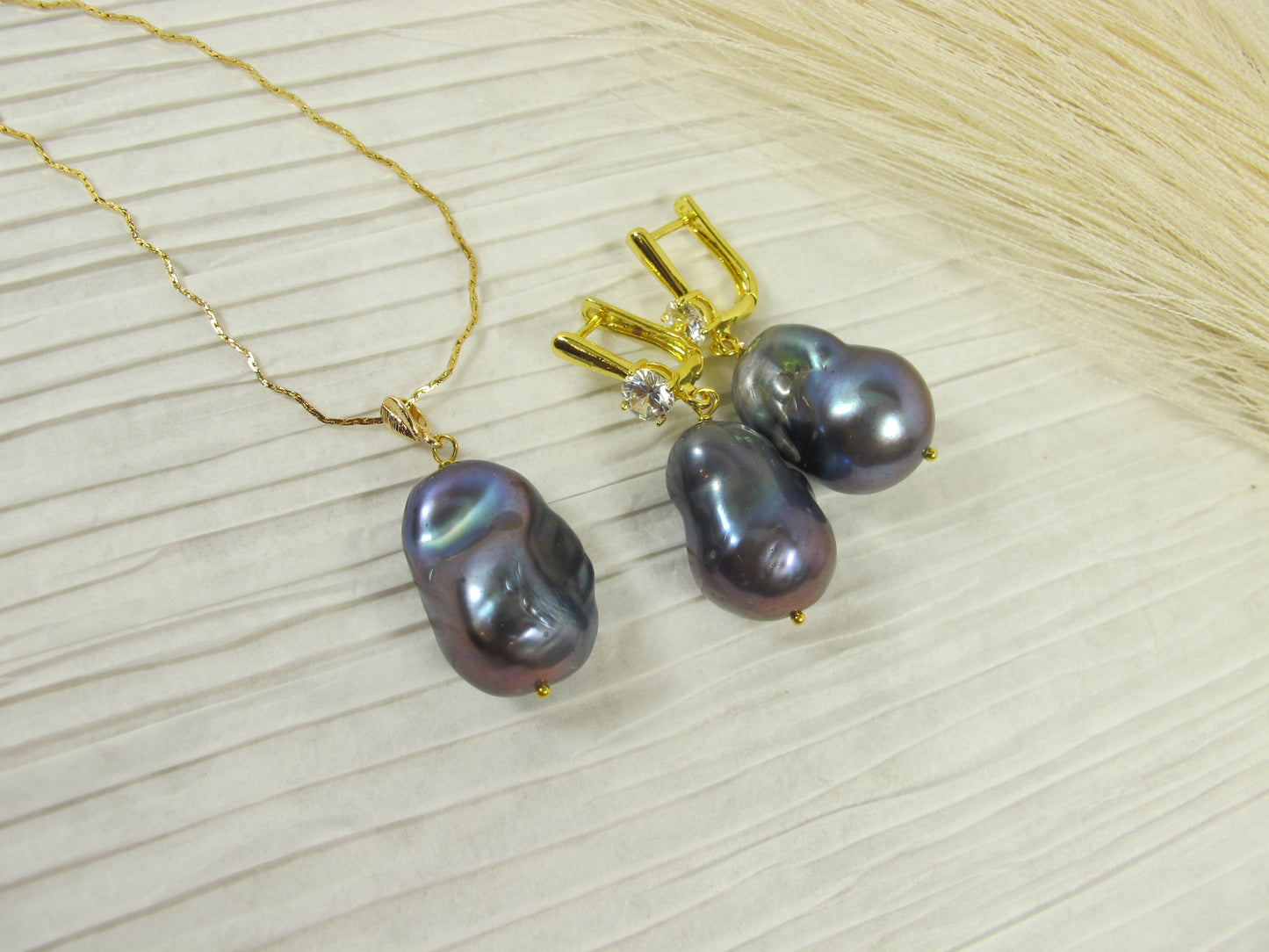 Genuine black baroque pearl necklace, statement black peacock pearl necklace, chunky black baroque pearl jewelry, multistrand pearl