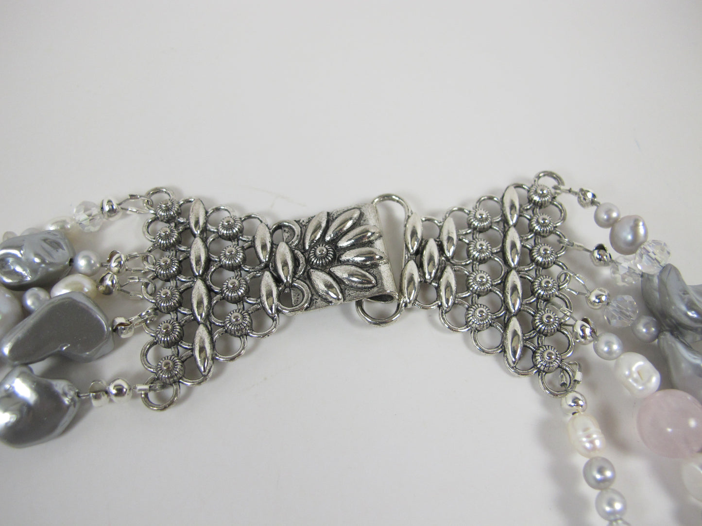 Gray baroque pearl necklace, statement gray peacock shell pearl necklace, chunky gray baroque pearl jewelry, multistrand shell pearl