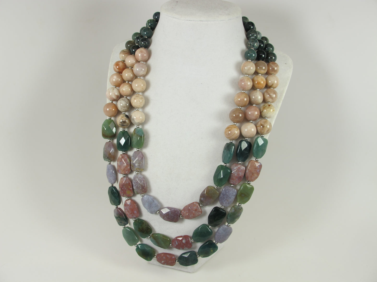 Chunky Green Agate Necklace, Green Necklace, Green Beaded Necklace, Multi Strand Green Statement Necklace, Turquoise Jewelry Necklace