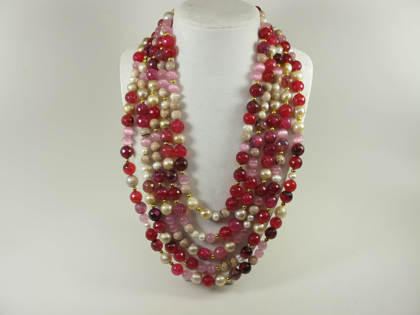 Chunky ruby red agate necklace, statement cranberry necklace, stone necklace heavy ruby stripped agate beads, agate garnet statement jew