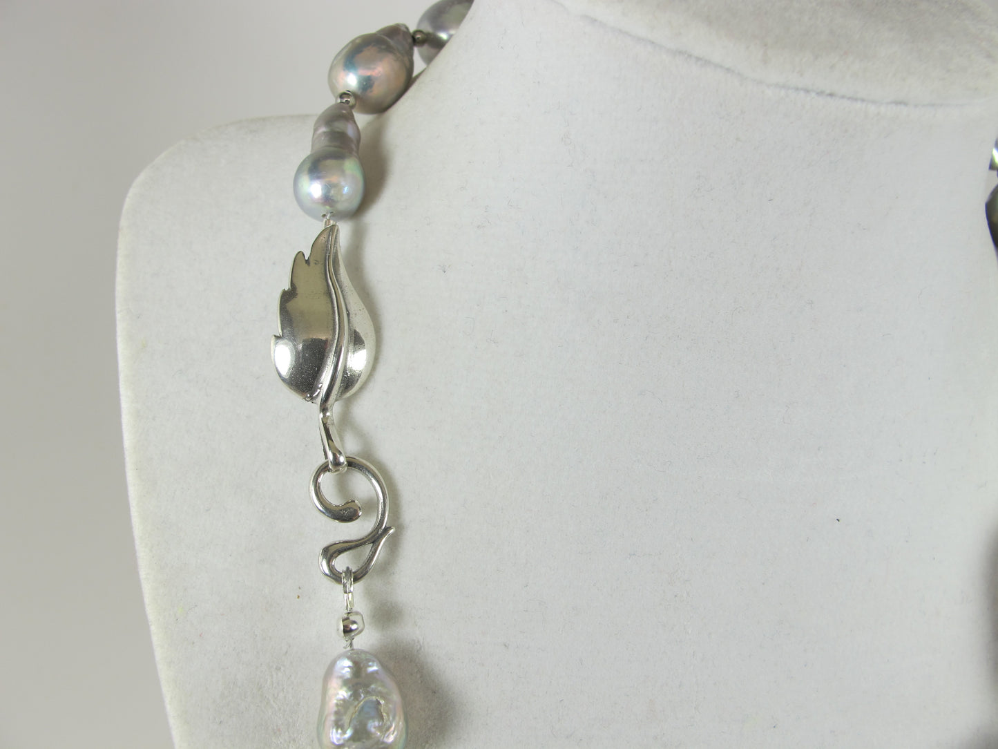 Genuine silver gray baroque pearl necklace, statement gray pearl necklace, chunky silver gray baroque pearl jewelry