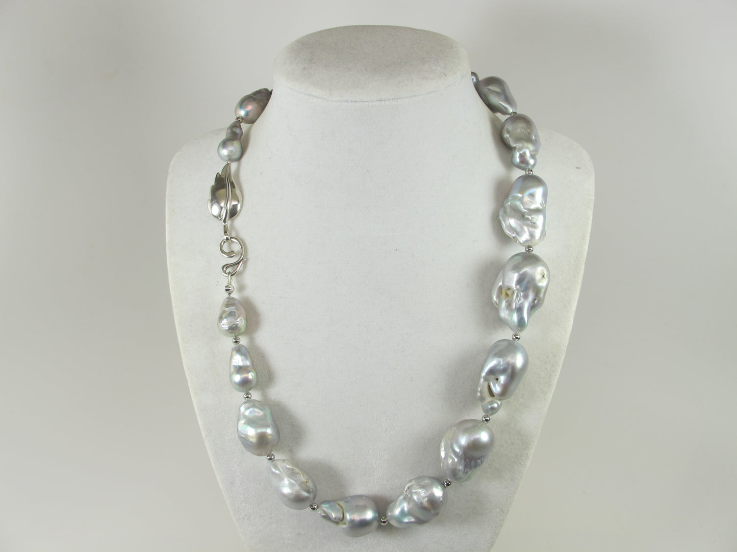 Genuine silver gray baroque pearl necklace, statement gray pearl necklace, chunky silver gray baroque pearl jewelry