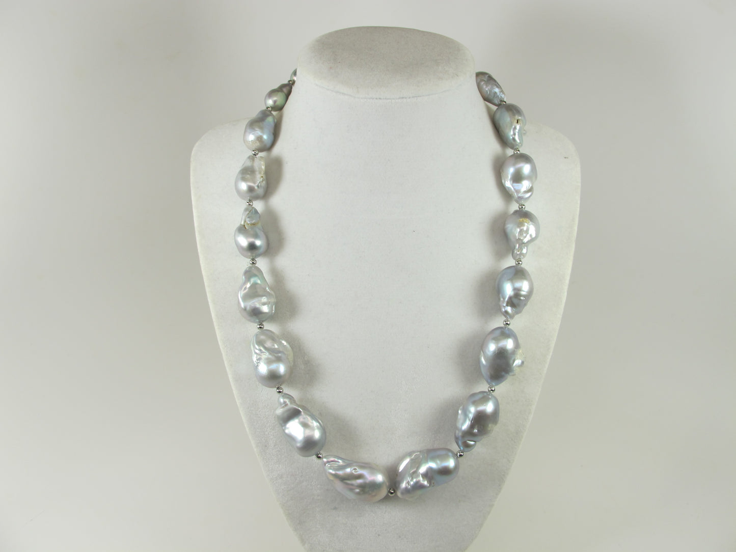 Genuine silver gray baroque pearl necklace, statement gray pearl necklace, chunky silver gray baroque pearl jewelry