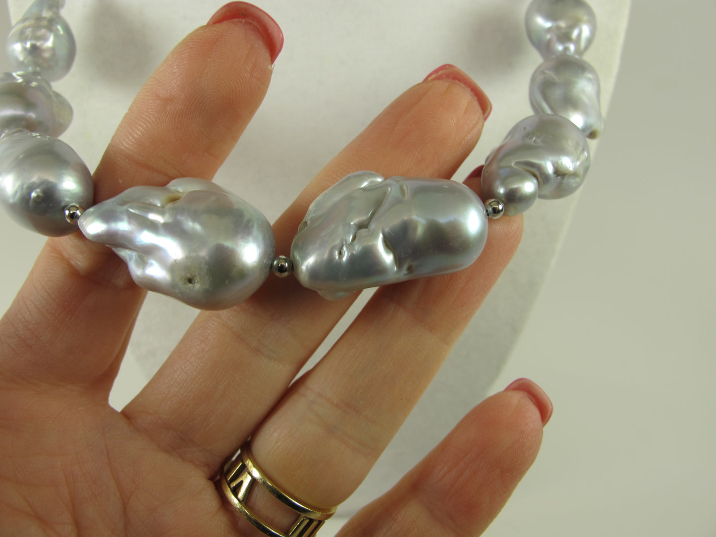 Genuine silver gray baroque pearl necklace, statement gray pearl necklace, chunky silver gray baroque pearl jewelry