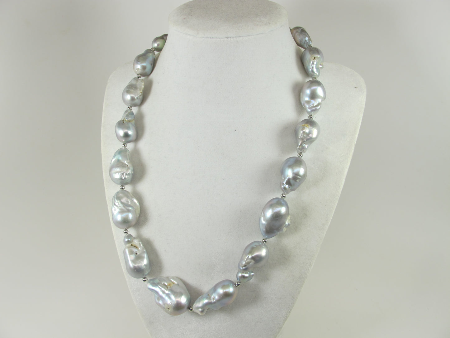 Genuine silver gray baroque pearl necklace, statement gray pearl necklace, chunky silver gray baroque pearl jewelry