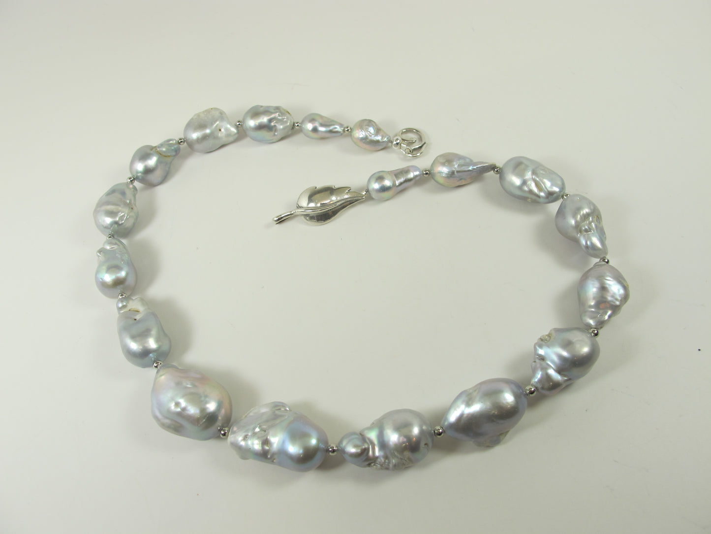 Genuine silver gray baroque pearl necklace, statement gray pearl necklace, chunky silver gray baroque pearl jewelry