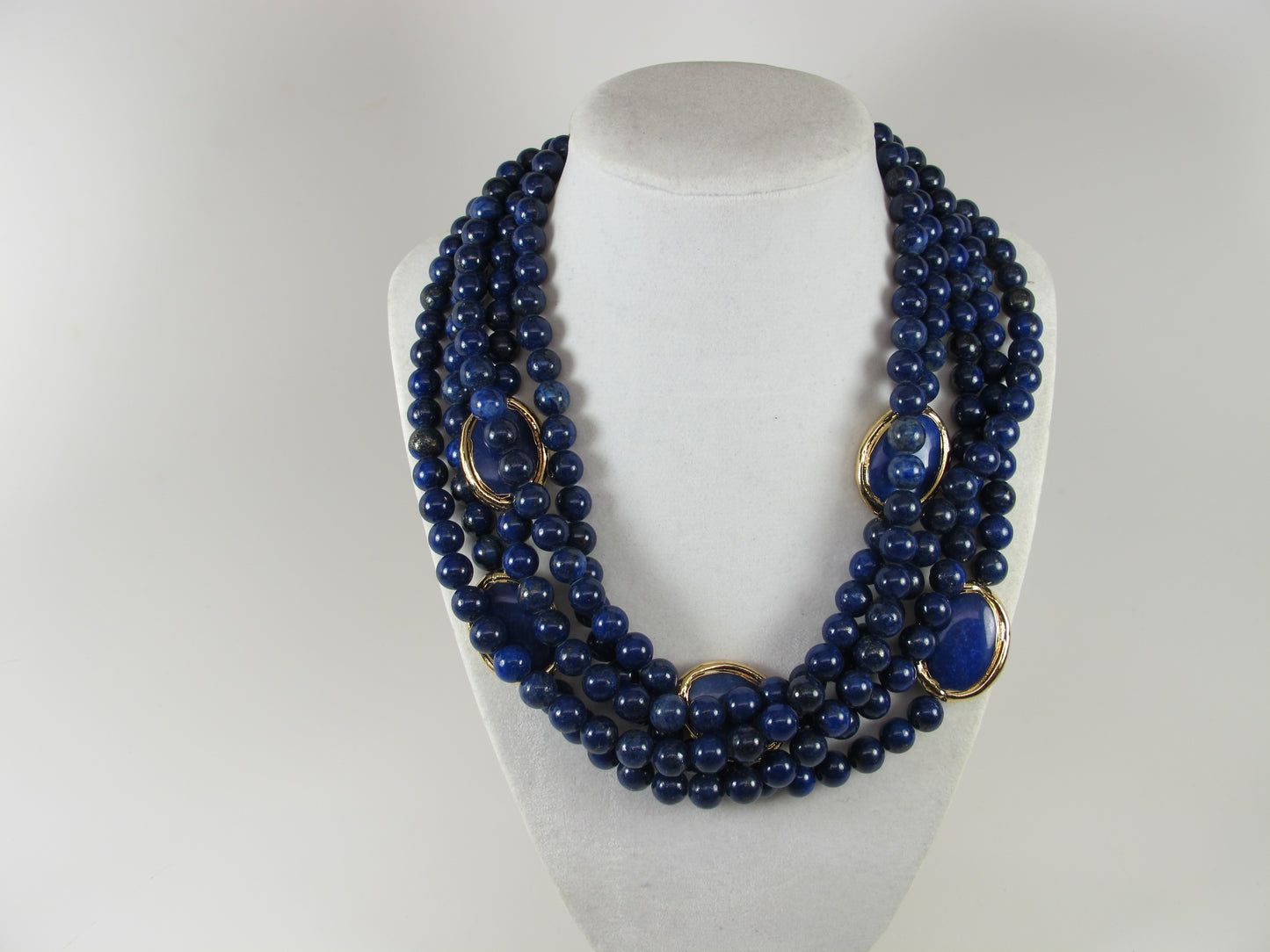Natural blue lapis lazuli necklace, genuine blue gemstone necklace, chunky blue natural lapis lazuli gemstone necklace, royal blue