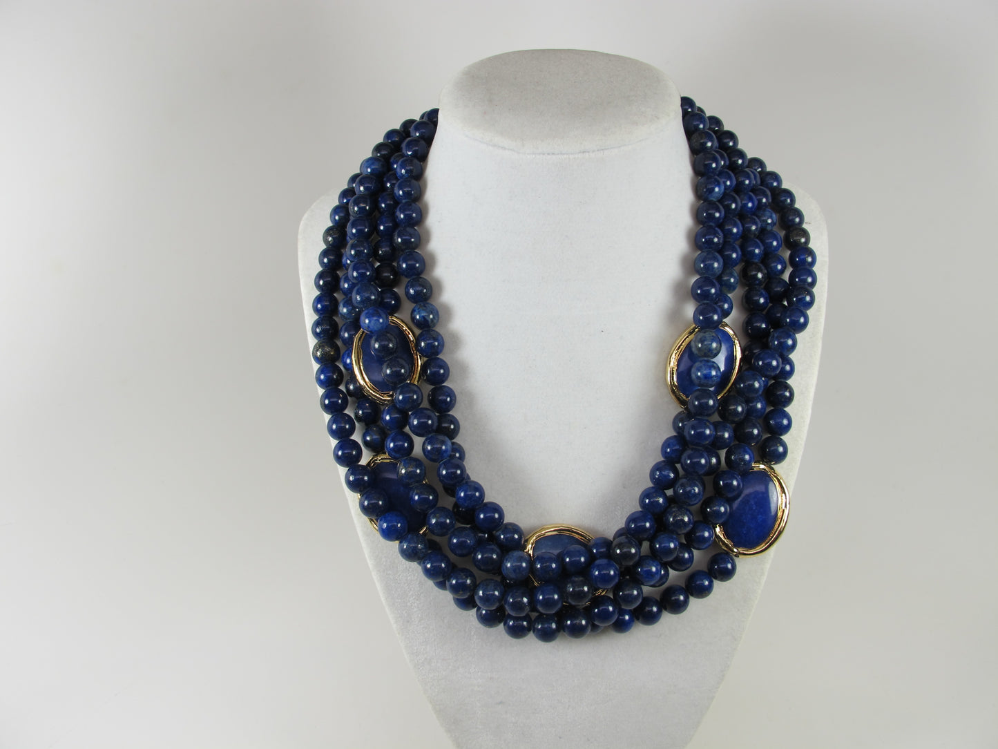 Natural blue lapis lazuli necklace, genuine blue gemstone necklace, chunky blue natural lapis lazuli gemstone necklace, royal blue