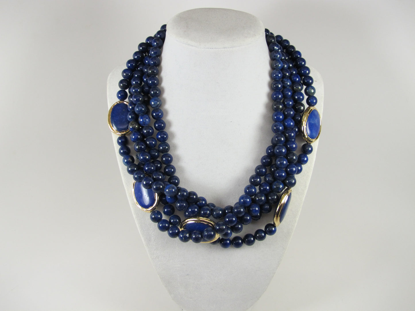 Natural blue lapis lazuli necklace, genuine blue gemstone necklace, chunky blue natural lapis lazuli gemstone necklace, royal blue