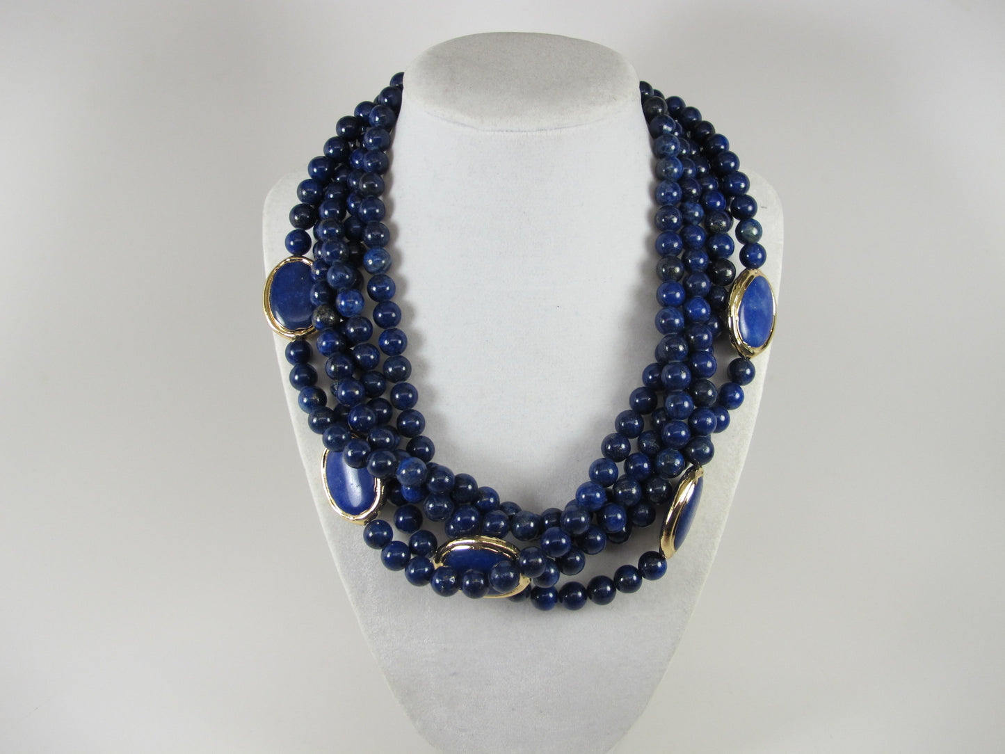 Natural blue lapis lazuli necklace, genuine blue gemstone necklace, chunky blue natural lapis lazuli gemstone necklace, royal blue