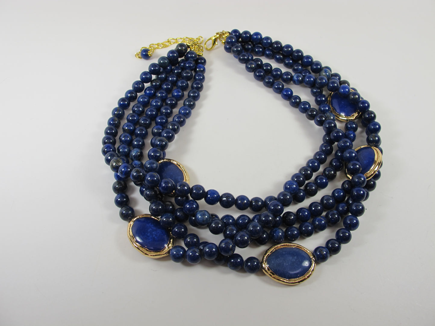 Natural blue lapis lazuli necklace, genuine blue gemstone necklace, chunky blue natural lapis lazuli gemstone necklace, royal blue