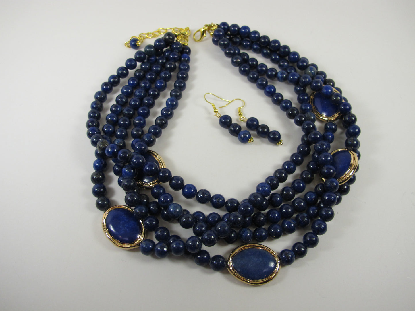 Natural blue lapis lazuli necklace, genuine blue gemstone necklace, chunky blue natural lapis lazuli gemstone necklace, royal blue