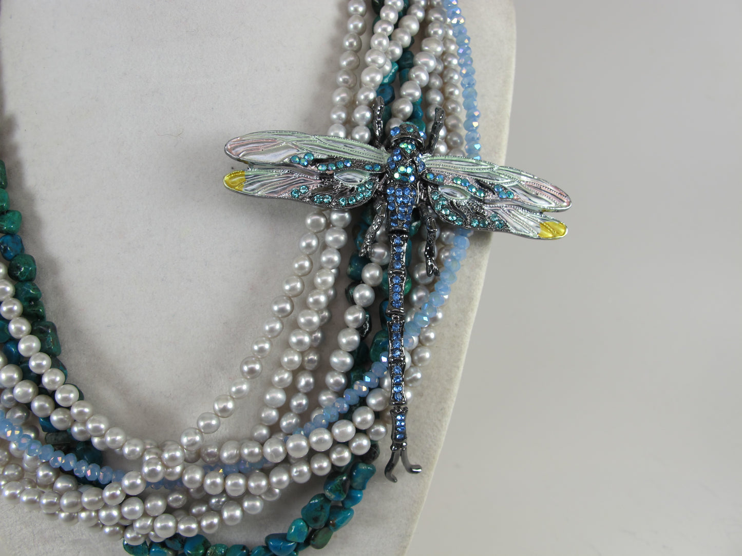 Genuine silver gray pearl and real turquoise necklace, silver gray statement pearl necklace chunky gray baroque pearl jewelry,baby blue gift