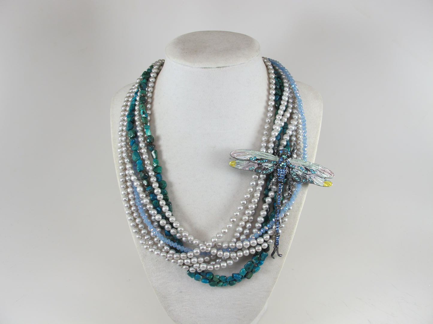 Genuine silver gray pearl and real turquoise necklace, silver gray statement pearl necklace chunky gray baroque pearl jewelry,baby blue gift