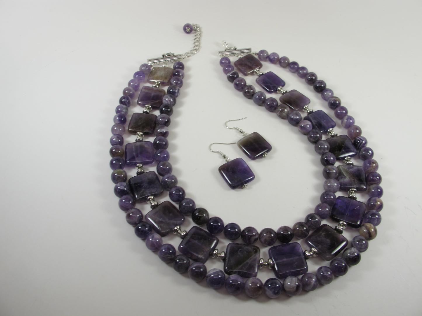 Chunky amethyst statement necklace,multi strand statement purple necklace, beaded necklace, big violet beads, amethyst statement jewelry