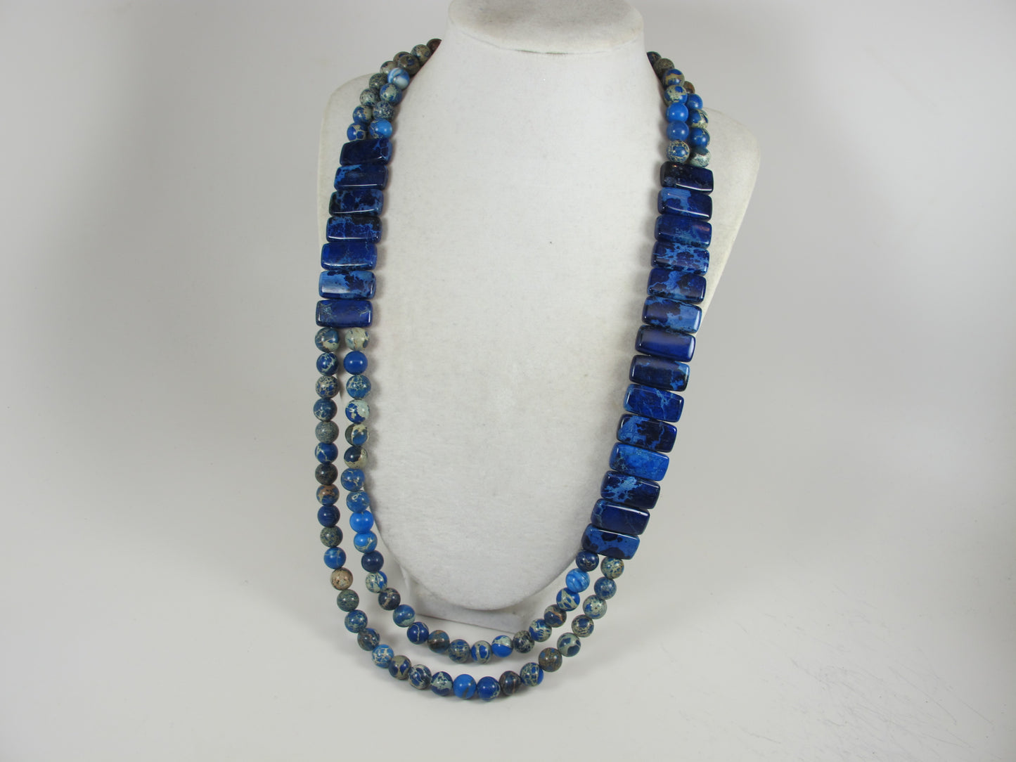 Imperial Blue Jasper Multi-Strand Necklace, Bold Turquoise Beaded Statement Piece, everyday gemstone necklace