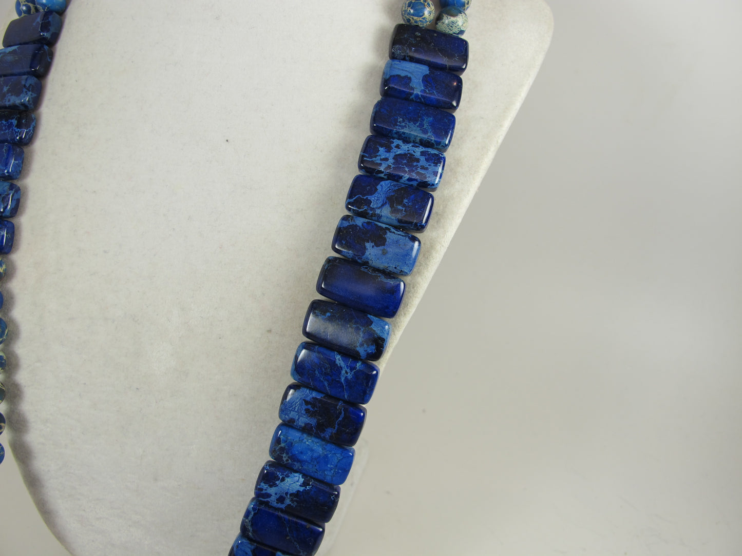 Imperial Blue Jasper Multi-Strand Necklace, Bold Turquoise Beaded Statement Piece, everyday gemstone necklace