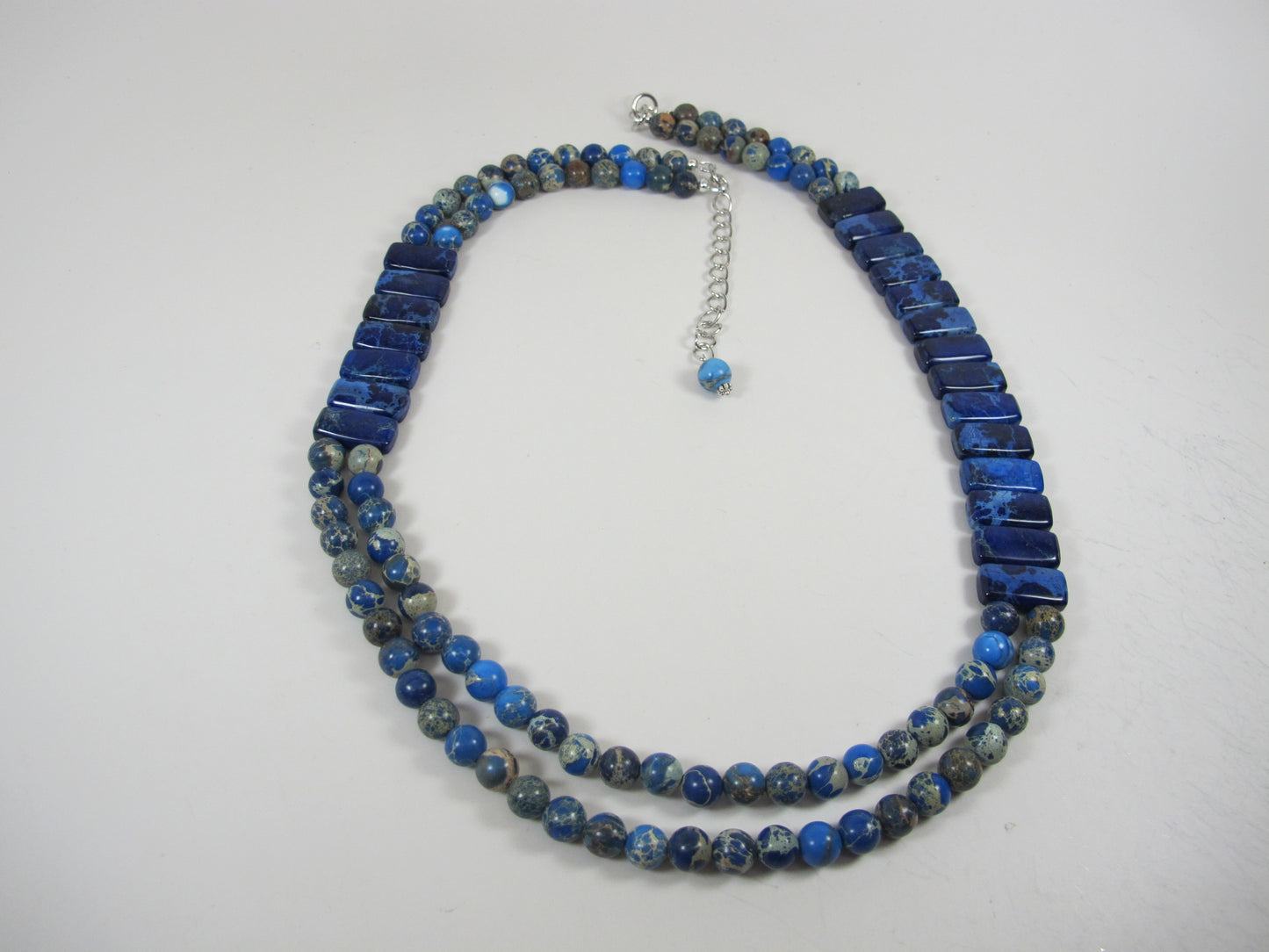 Imperial Blue Jasper Multi-Strand Necklace, Bold Turquoise Beaded Statement Piece, everyday gemstone necklace
