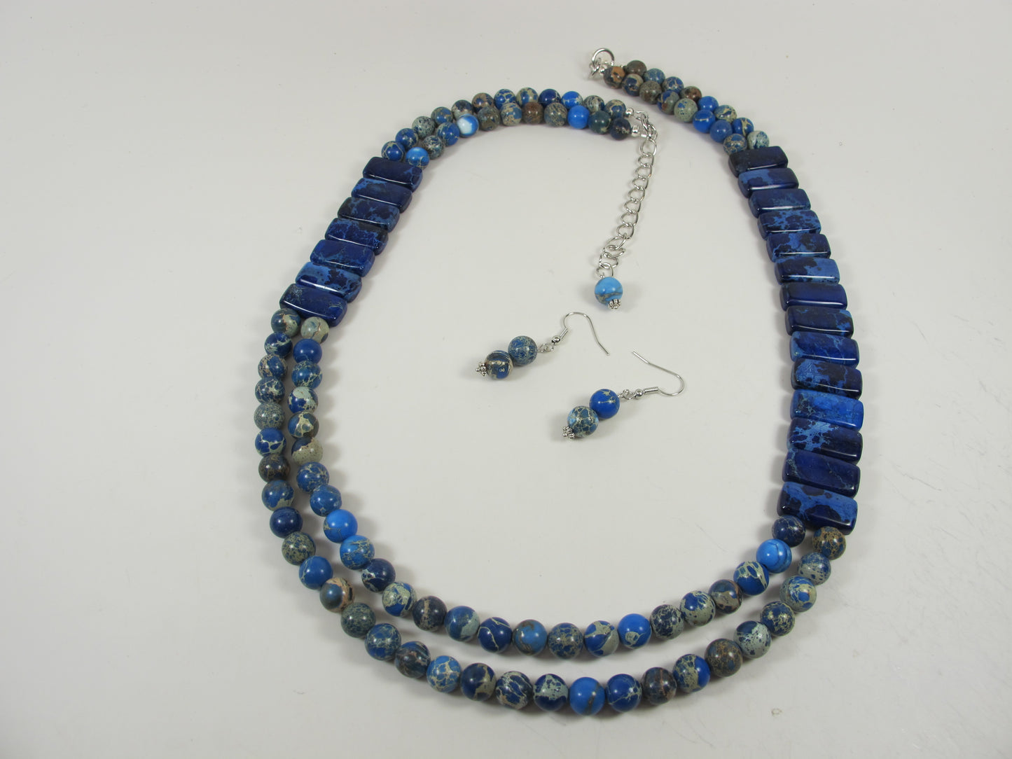 Imperial Blue Jasper Multi-Strand Necklace, Bold Turquoise Beaded Statement Piece, everyday gemstone necklace