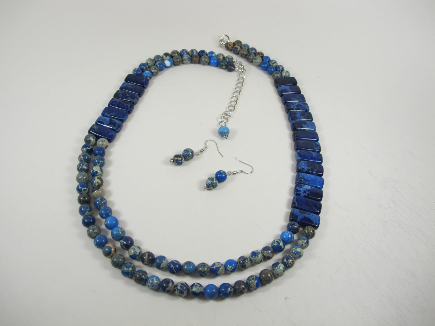 Imperial Blue Jasper Multi-Strand Necklace, Bold Turquoise Beaded Statement Piece, everyday gemstone necklace