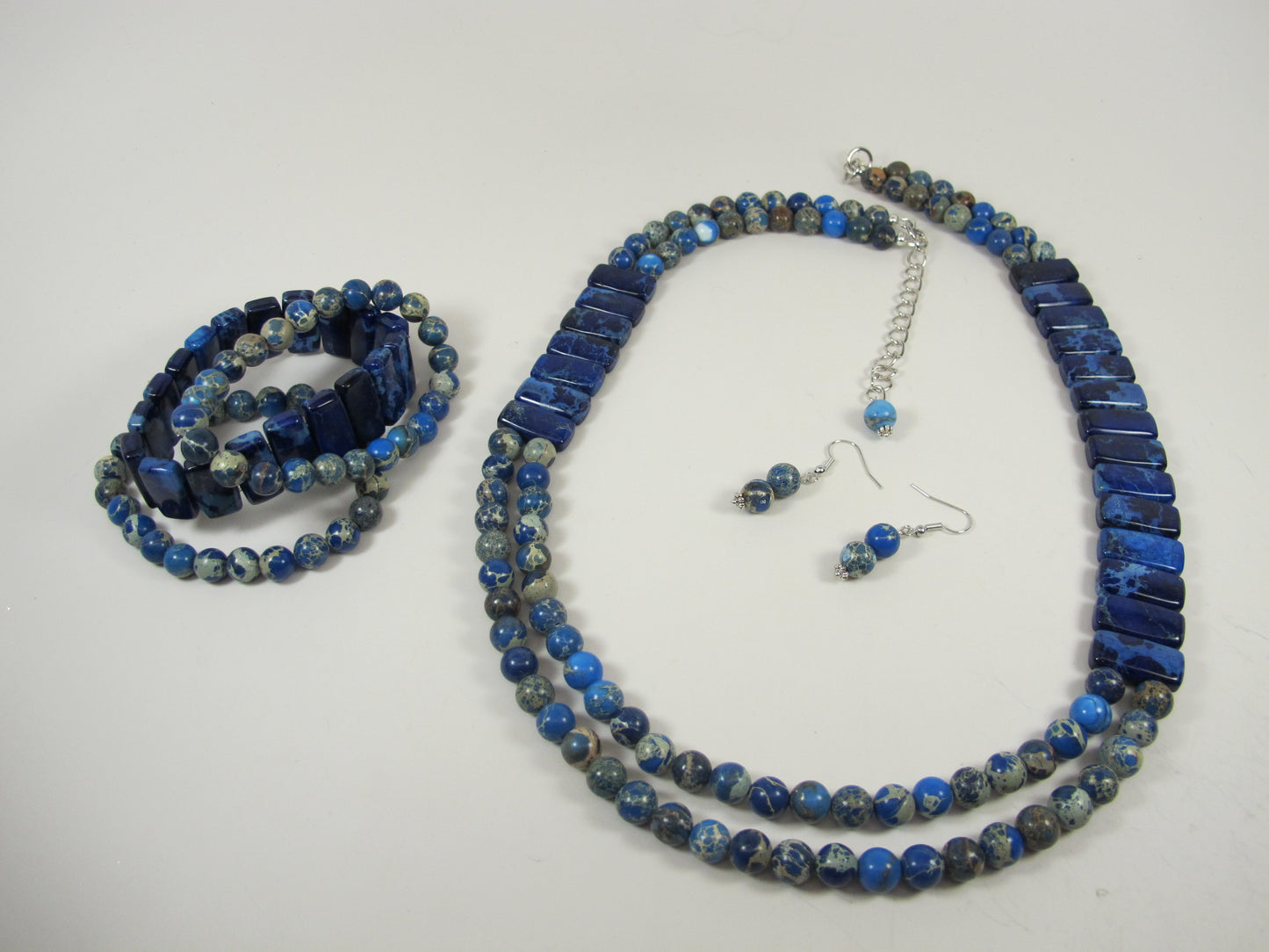 Imperial Blue Jasper Multi-Strand Necklace, Bold Turquoise Beaded Statement Piece, everyday gemstone necklace